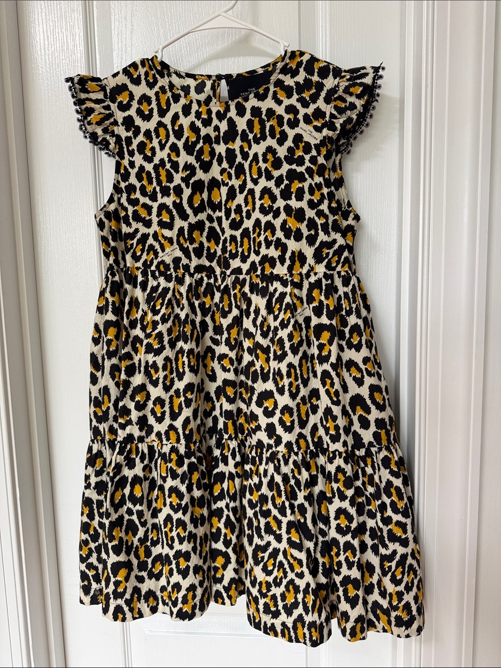 Marc Jacobs Leopard Print Tiered Dress in Black, White & Mustard.